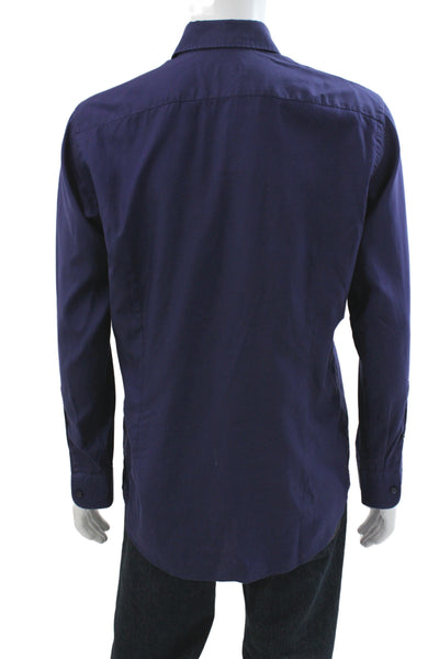 Etro Mens Dress Shirt Purple Cotton Collared Button Long Sleeve Size 41