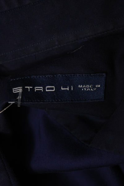 Etro Mens Dress Shirt Purple Cotton Collared Button Long Sleeve Size 41