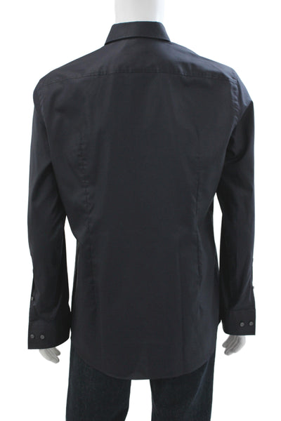 Boss Hugo Boss Men Black 100% Cotton Long Sleeve Dress Shirt Size 16