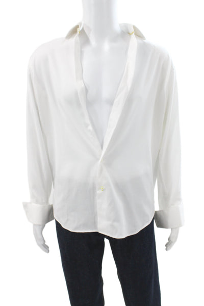 Victor Talbots Mens White 100% Cotton Dress Shirt Long Sleeve Size M