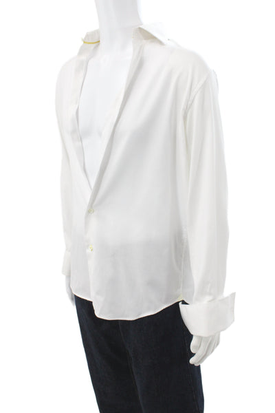Victor Talbots Mens White 100% Cotton Dress Shirt Long Sleeve Size M