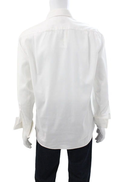 Victor Talbots Mens White 100% Cotton Dress Shirt Long Sleeve Size M