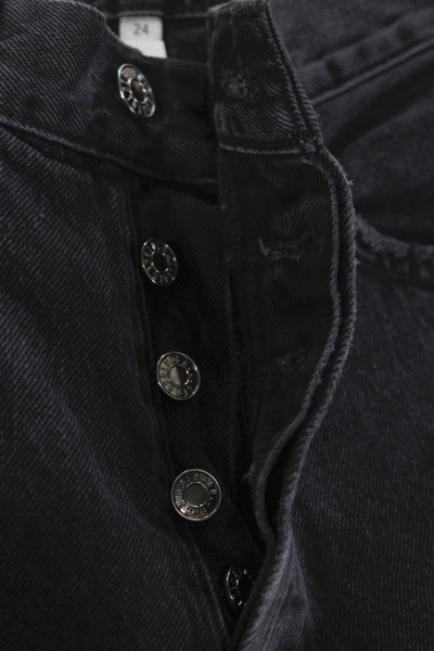 Agolde Womens Straight Jeans Black High Rise Button Size 24