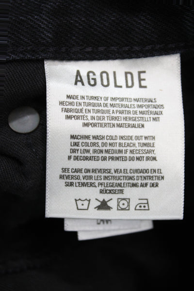 Agolde Womens Straight Jeans Black High Rise Button Size 24
