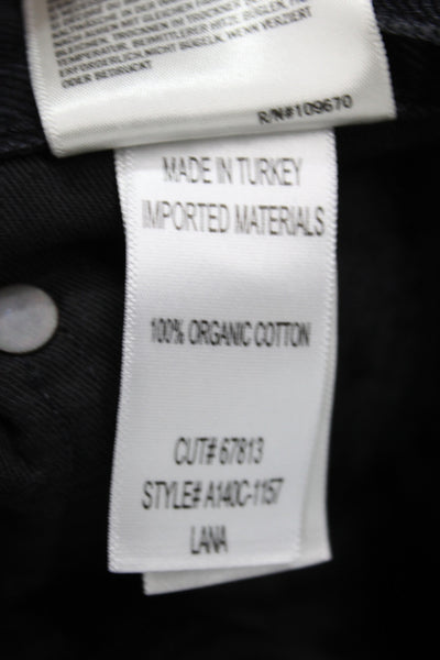 Agolde Womens Straight Jeans Black High Rise Button Size 24