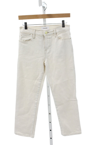 Frame Womens Cropped High Rise Beige Cotton Jeans Size 25