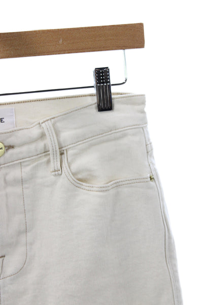 Frame Womens Cropped High Rise Beige Cotton Jeans Size 25