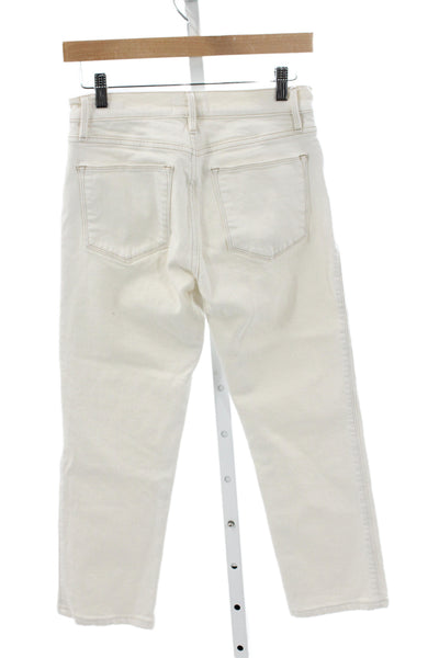 Frame Womens Cropped High Rise Beige Cotton Jeans Size 25