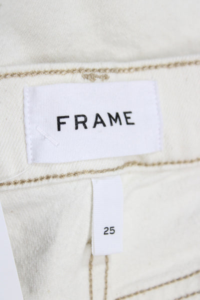 Frame Womens Cropped High Rise Beige Cotton Jeans Size 25