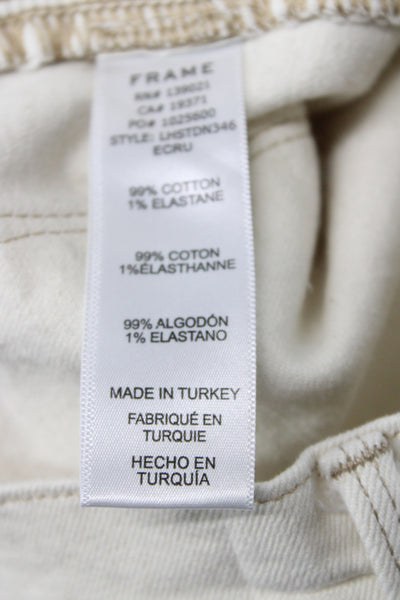 Frame Womens Cropped High Rise Beige Cotton Jeans Size 25