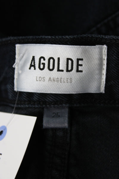 Agolde Women 90s Straight Black Jeans Cotton Button Fly High Rise Size 25