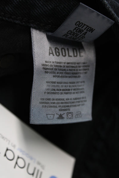 Agolde Women 90s Straight Black Jeans Cotton Button Fly High Rise Size 25
