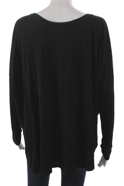 Feel The Piece Womens Basic V-Neck Long Sleeve Black T-Shirt Size One Size