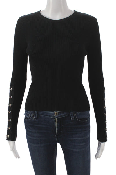 Zara Women Black Crew Neck Pullover Sweater Long Sleeve Size M