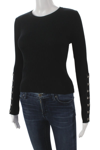 Zara Women Black Crew Neck Pullover Sweater Long Sleeve Size M