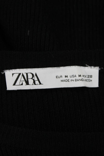 Zara Women Black Crew Neck Pullover Sweater Long Sleeve Size M