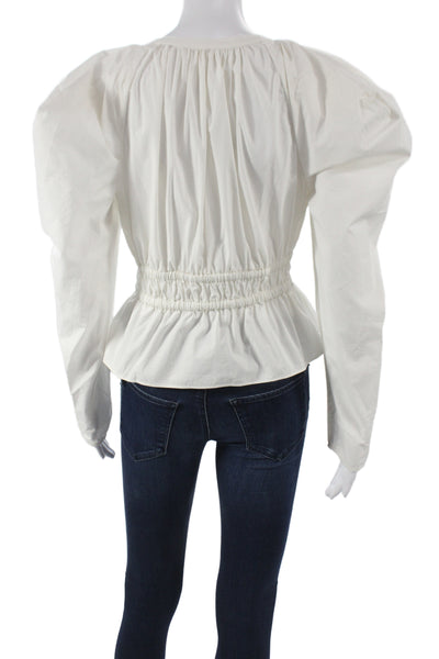 Ulla Johnson Women White Cotton Tunic Blouse Long Sleeve Button Size 6