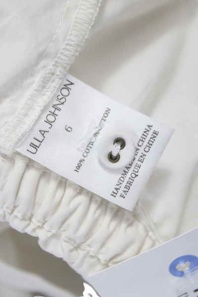 Ulla Johnson Women White Cotton Tunic Blouse Long Sleeve Button Size 6