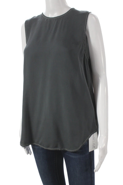 Theory Womens Silk Sleeveless Basic Tank Gray Round Neck Size M