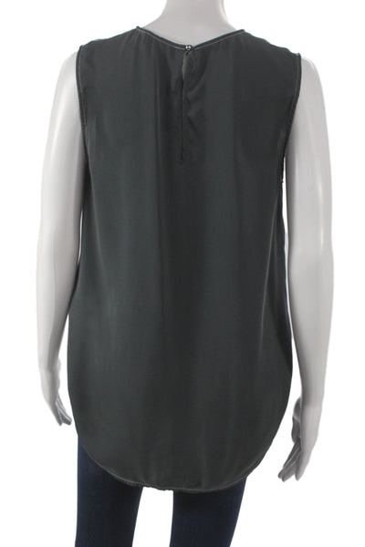 Theory Womens Silk Sleeveless Basic Tank Gray Round Neck Size M