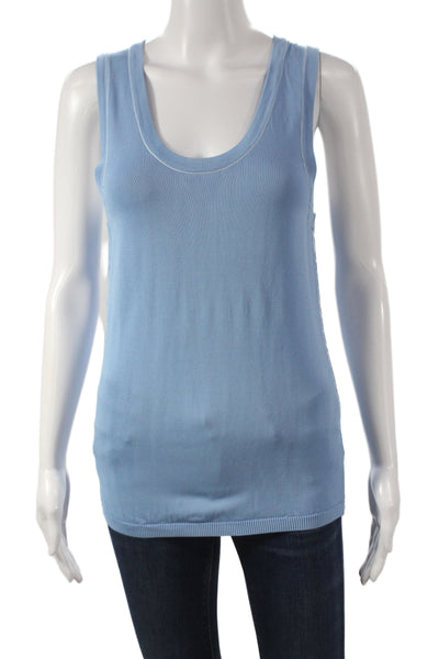 Zara Womens Blue Scoop Neck Basic Tank Sleeveless Casual Size M