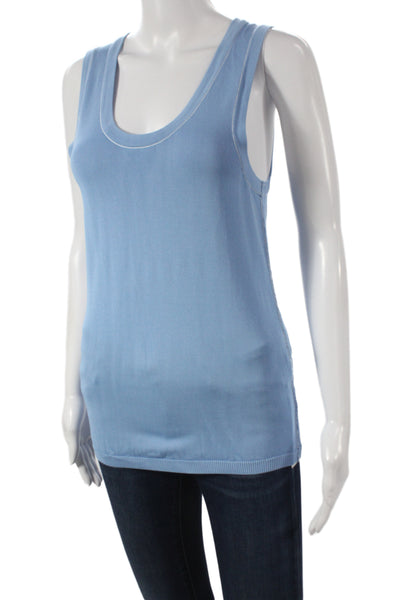 Zara Womens Blue Scoop Neck Basic Tank Sleeveless Casual Size M
