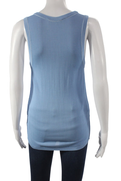 Zara Womens Blue Scoop Neck Basic Tank Sleeveless Casual Size M