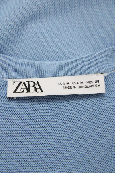 Zara Womens Blue Scoop Neck Basic Tank Sleeveless Casual Size M