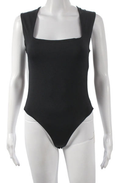Zara Women One Piece Black Polyester Scoop Neck Sleeveless Solid Size M