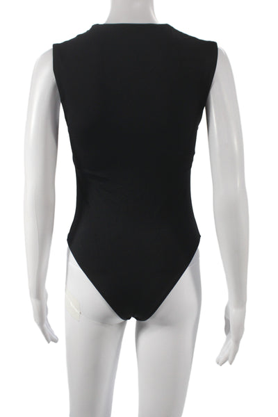 Zara Women One Piece Black Polyester Scoop Neck Sleeveless Solid Size M