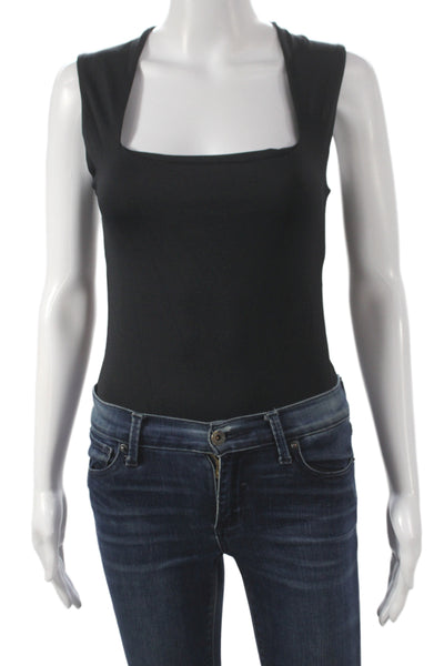 Zara Women One Piece Black Polyester Scoop Neck Sleeveless Solid Size M