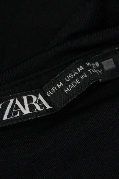 Zara Women One Piece Black Polyester Scoop Neck Sleeveless Solid Size M