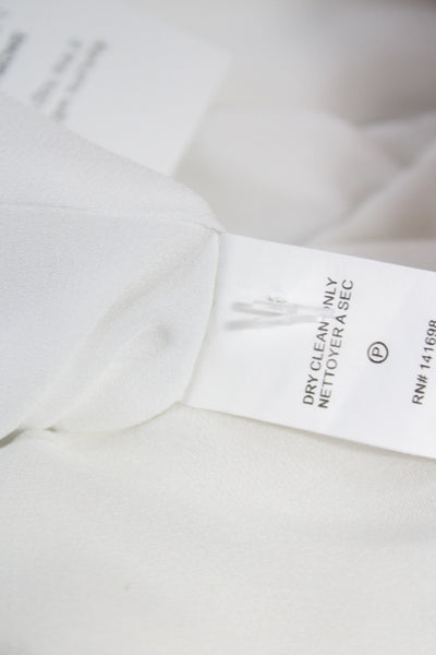 Ramy Brook Women Blouson Silk Knee Length White Dress Long Sleeve Size M