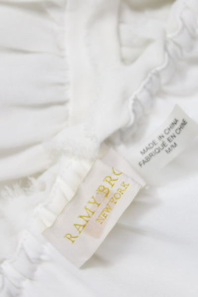 Ramy Brook Women Blouson Silk Knee Length White Dress Long Sleeve Size M