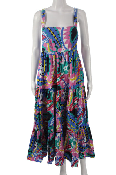 J Crew Womens Multicolor Floral Square Neck Sleeveless Maxi Dress Size 6