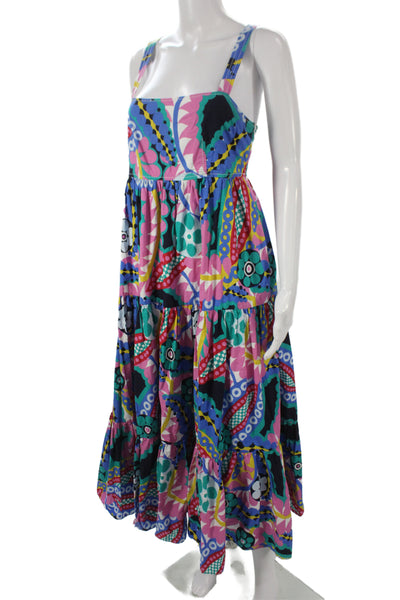 J Crew Womens Multicolor Floral Square Neck Sleeveless Maxi Dress Size 6