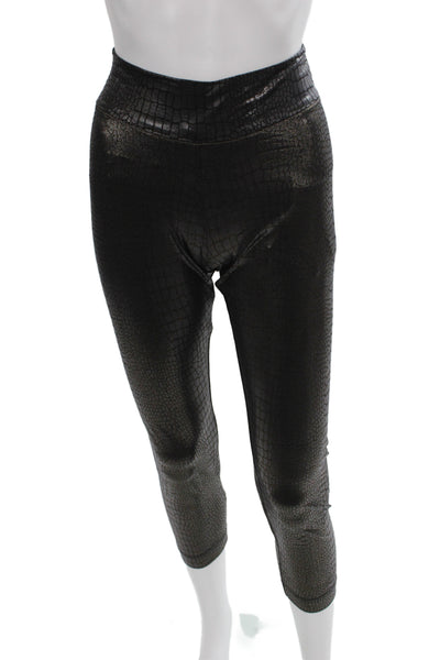BCBGMAXAZRIA Women Capri Leggings Black Animal Print Size M