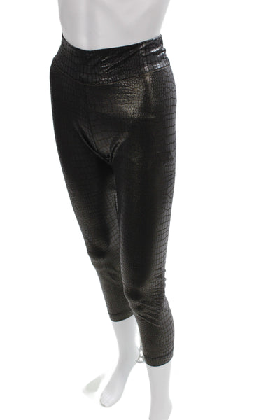 BCBGMAXAZRIA Women Capri Leggings Black Animal Print Size M