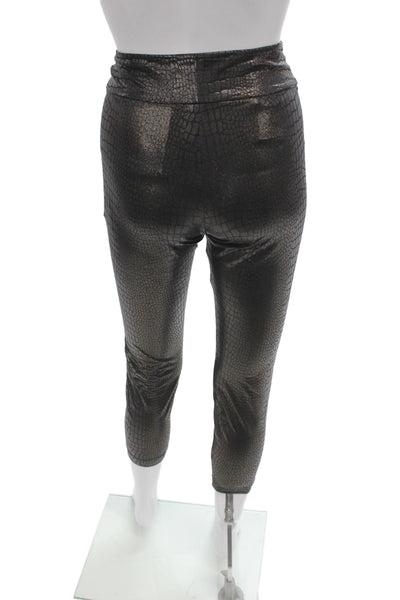 BCBGMAXAZRIA Women Capri Leggings Black Animal Print Size M