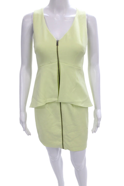 BCBGMAXAZRIA Women Fit & Flare Yellow V-Neck Sleeveless Short Dress Size 0