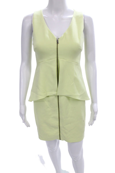 BCBGMAXAZRIA Women Fit & Flare Yellow V-Neck Sleeveless Short Dress Size 0