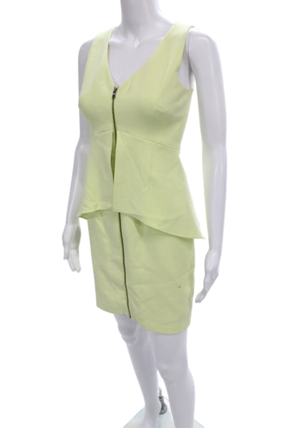 BCBGMAXAZRIA Women Fit & Flare Yellow V-Neck Sleeveless Short Dress Size 0