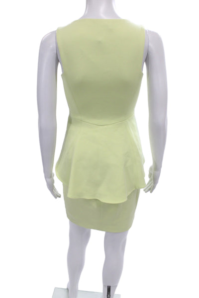 BCBGMAXAZRIA Women Fit & Flare Yellow V-Neck Sleeveless Short Dress Size 0
