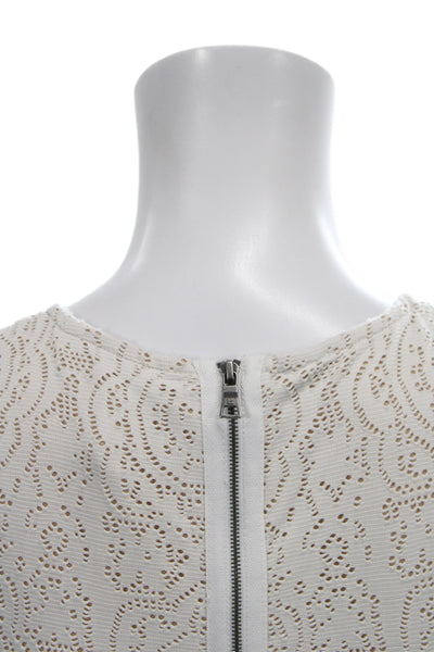 BCBGMAXAZRIA Womens White Lace Sleeveless Blouse Zip Size 2XS