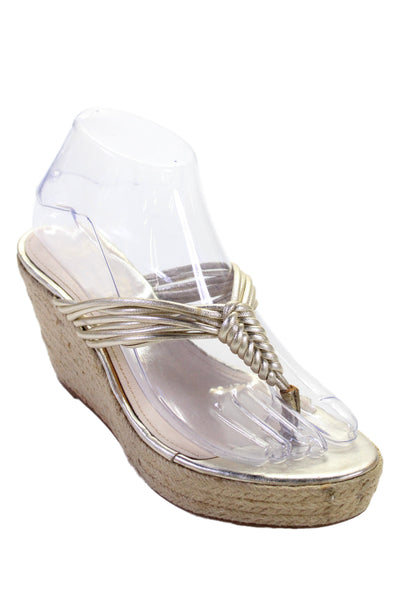 Elie Tahari Women Braided Thong Platform Sandals Gold Size 8