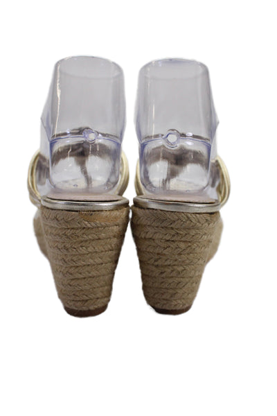 Elie Tahari Women Braided Thong Platform Sandals Gold Size 8