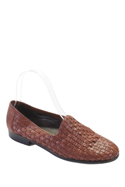 Cole Haan Womens Leather Woven Slip On Flats Brown Size 7