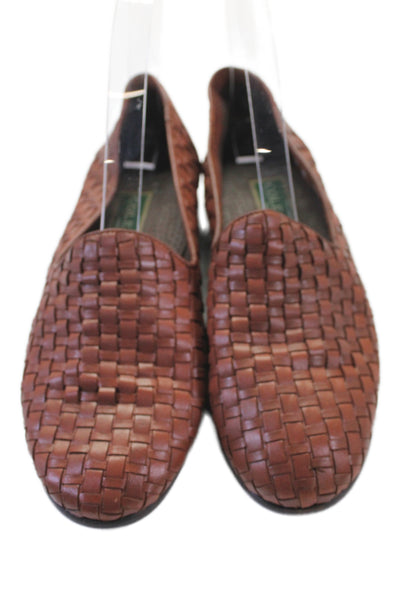 Cole Haan Womens Leather Woven Slip On Flats Brown Size 7