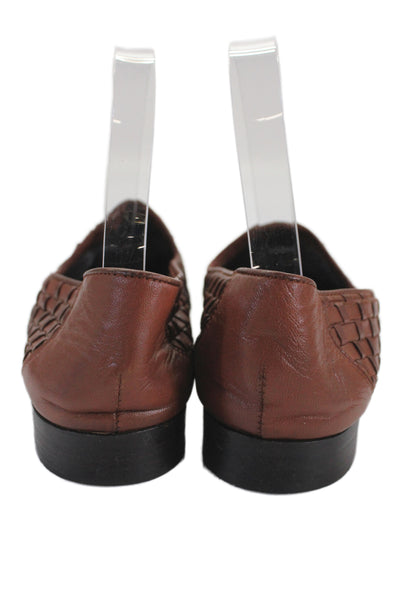 Cole Haan Womens Leather Woven Slip On Flats Brown Size 7