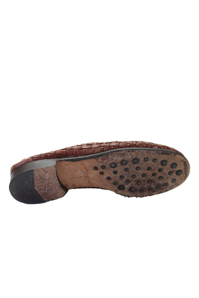 Cole Haan Womens Leather Woven Slip On Flats Brown Size 7